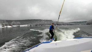 Cory Bosley Wake Surfing in the Snow