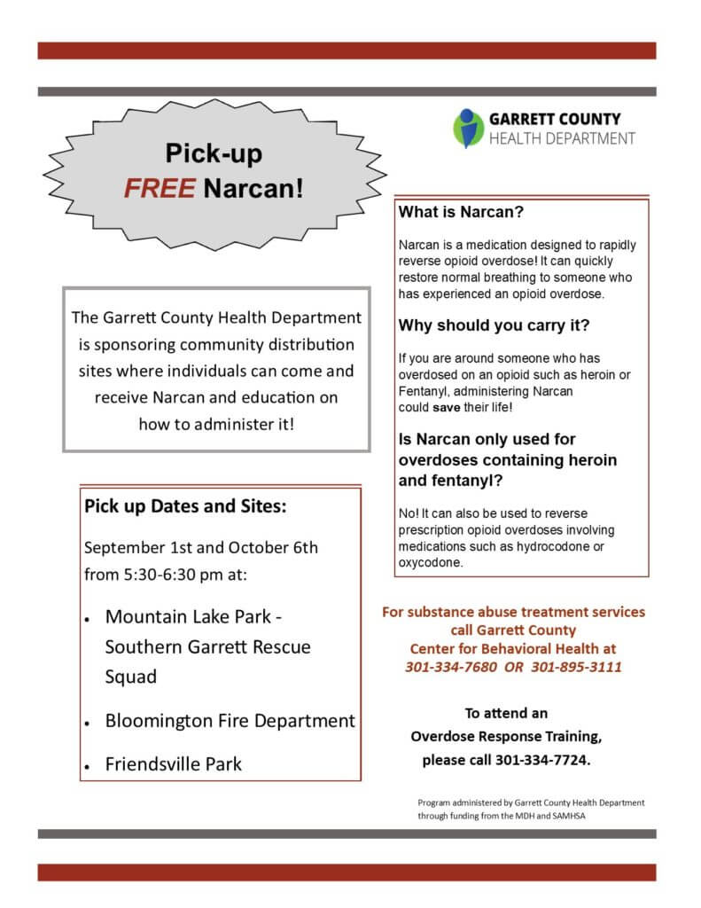 Free Narcan Pick-Up In Garrett County