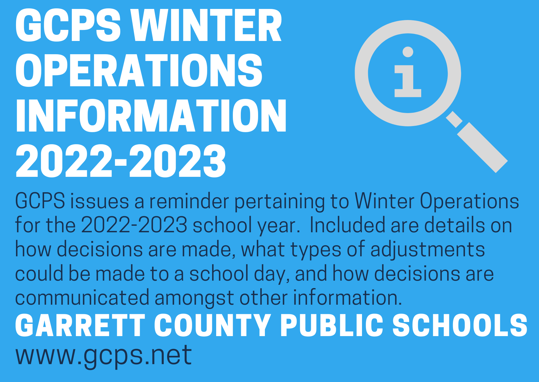 Garrett County Public Schools Winter Operations Information 2022 2023